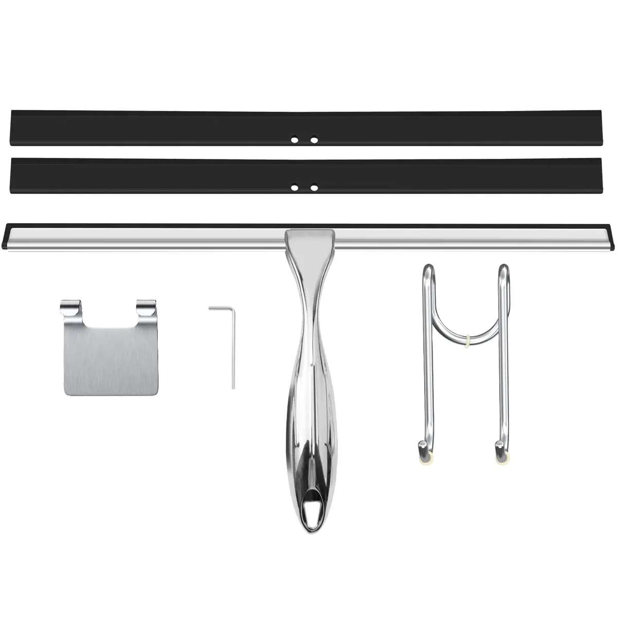 TOOVEM Shower Squeegee 14 Inch Silver | Glass & Bathroom Cleaning Tool - main product image