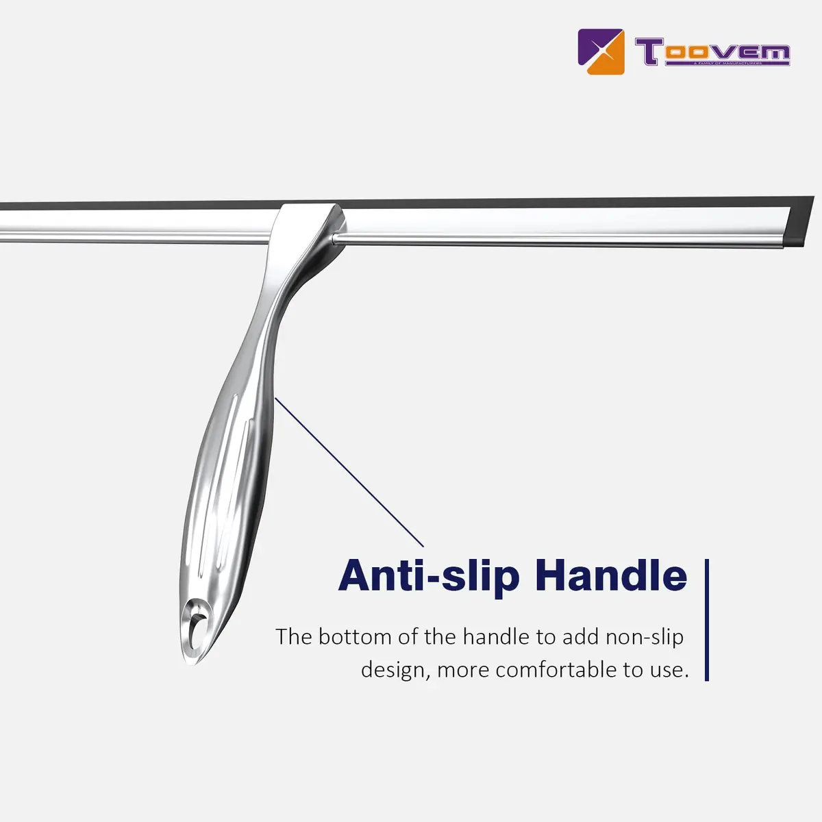 TOOVEM Shower Squeegee 14 Inch Silver | Glass & Bathroom Cleaning Tool - view 7