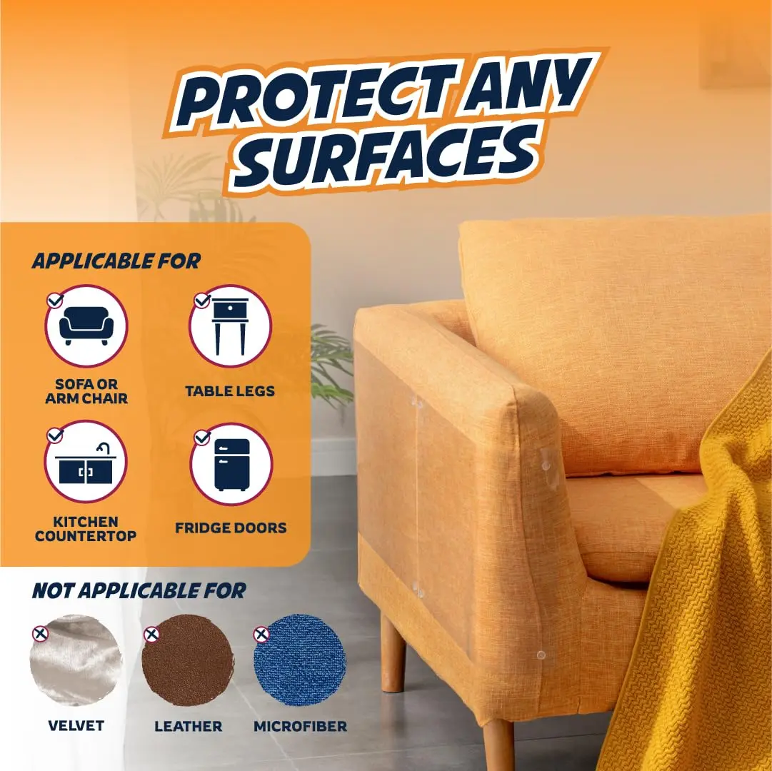 Panther Armor Clear Furniture Protector Sheets with Twist Pins | Protects Fabric Sofas & Chairs from Cat Scratching - view 6