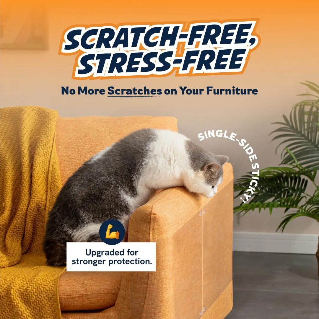 Panther Armor Clear Furniture Protector Sheets with Twist Pins | Protects Fabric Sofas & Chairs from Cat Scratching - view 2