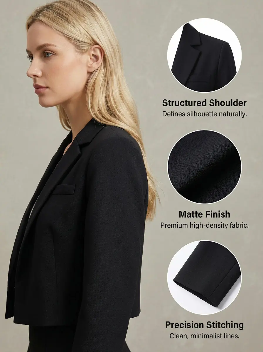 Beninos Blazer Jacket S | Long Sleeve Cropped Open Front for Women - view 6