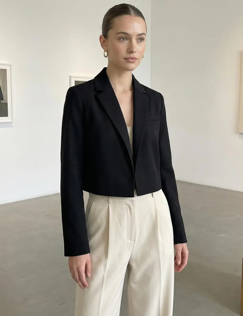 Beninos Blazer Jacket S | Long Sleeve Cropped Open Front for Women - view 2