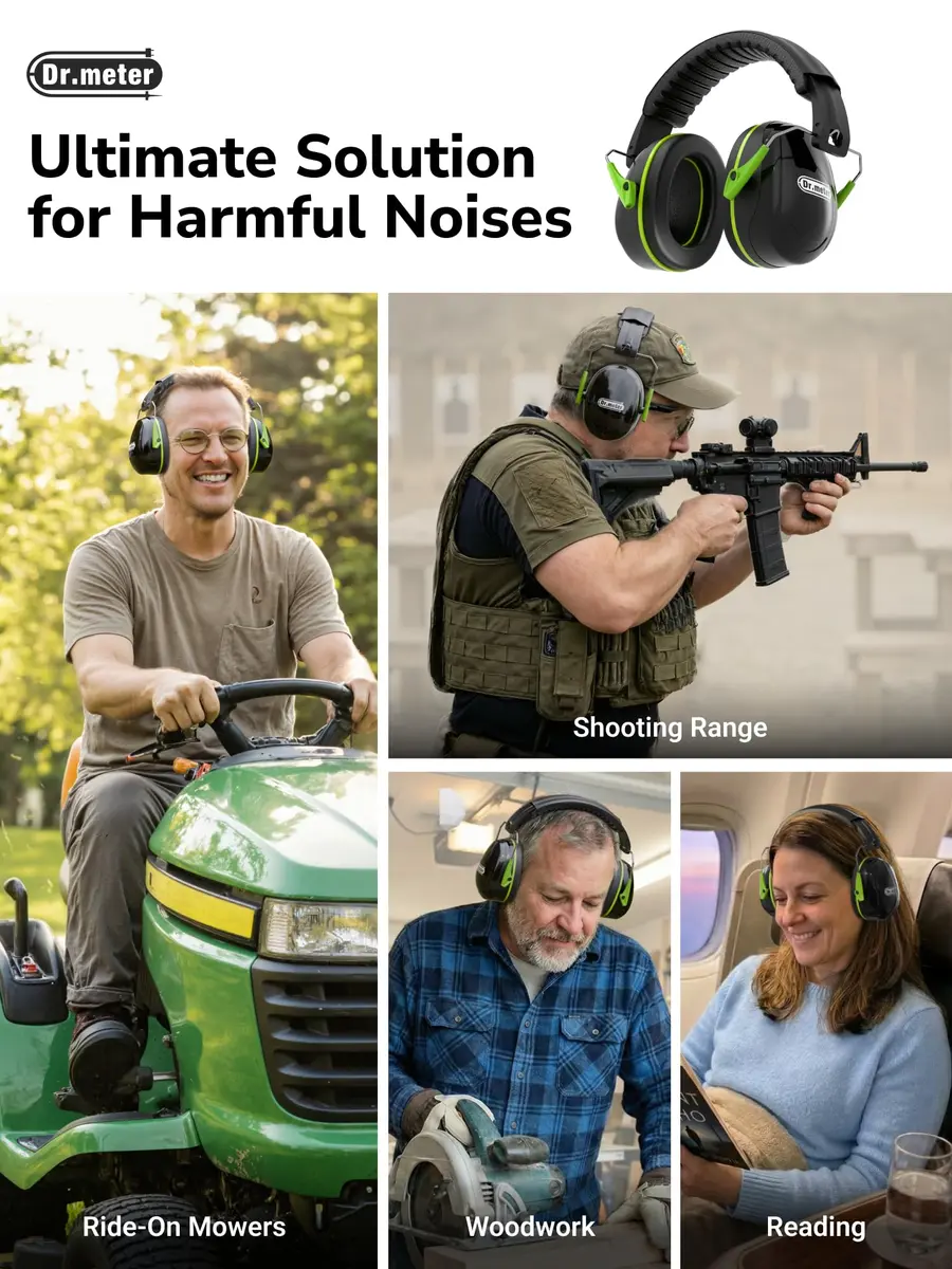 Dr.meter Hearing Protection Earmuffs 31dB SNR Noise Reduction with Adjustable Headband | Foldable & Portable for Adults & Kids - view 6