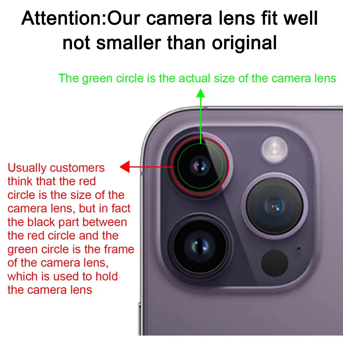 Perzework OEM Back Rear Camera Lens Glass Replacement for iPhone 14 Pro & Max | Sapphire Glass, Complete Kit - view 6