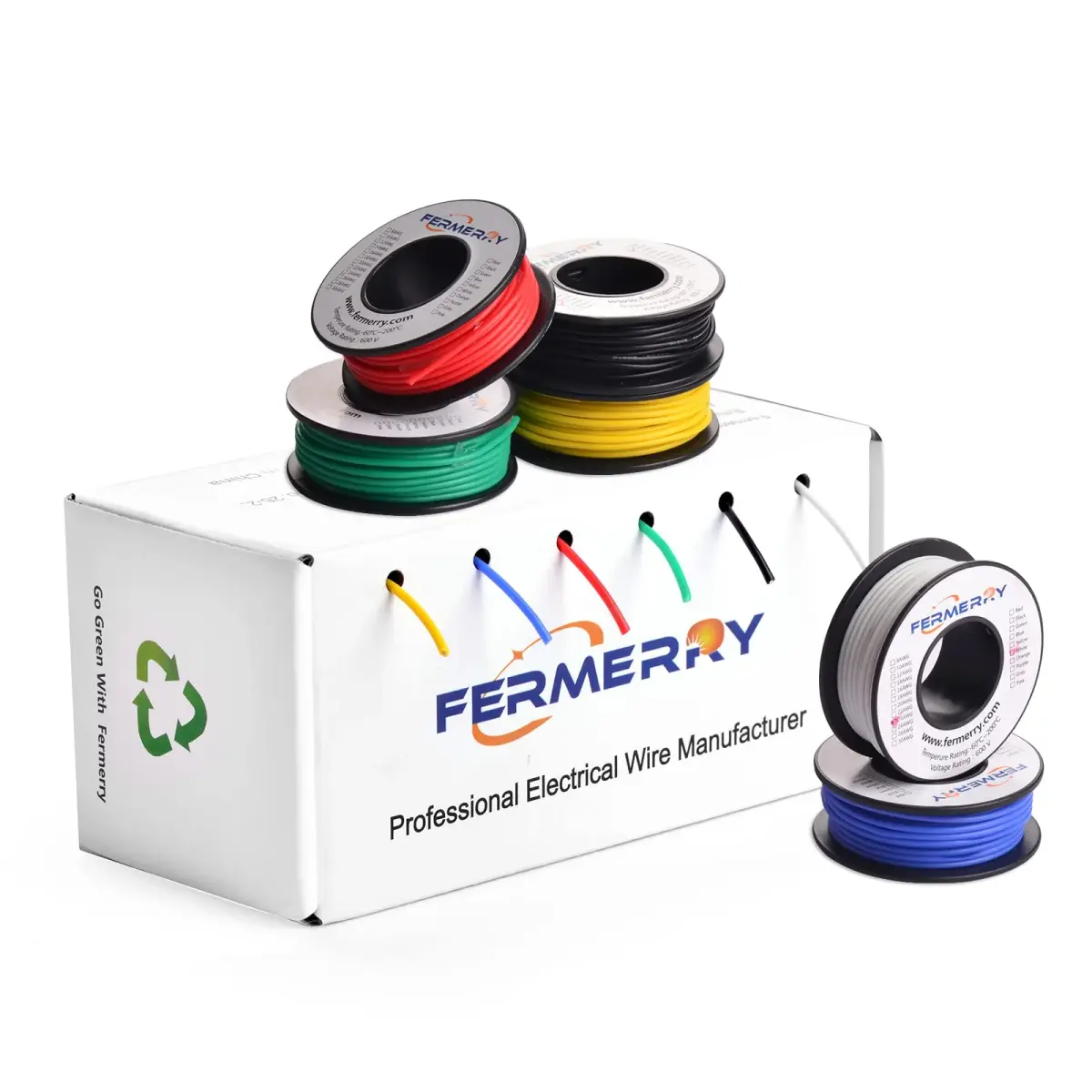 Fermerry 20 AWG Solid Core Wire Spool, 50ft, 6 Colors (CPVC) - main product image