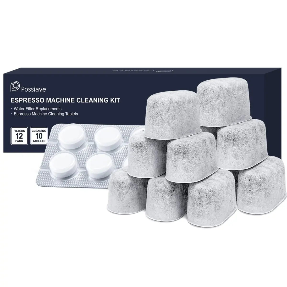 possiave 12-Pack Water Filters & 10-Pack Cleaning Tablets for Breville Machines | For Barista Express, Oracle & More - view 8
