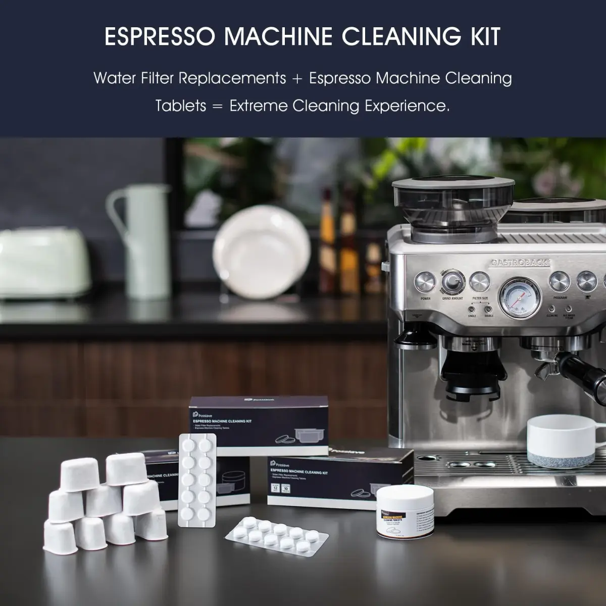possiave 12-Pack Water Filters & 10-Pack Cleaning Tablets for Breville Machines | For Barista Express, Oracle & More - view 2