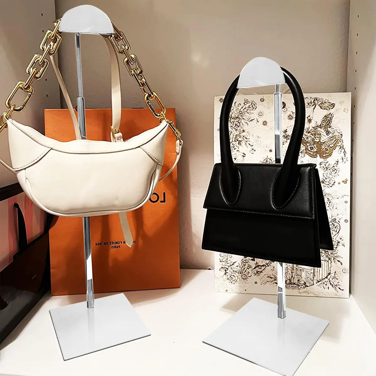Royxen 3 Pack Adjustable Purse Display Stand 37-61cm (14-24") | Stainless Steel Bag Organizer for Shops - view 4