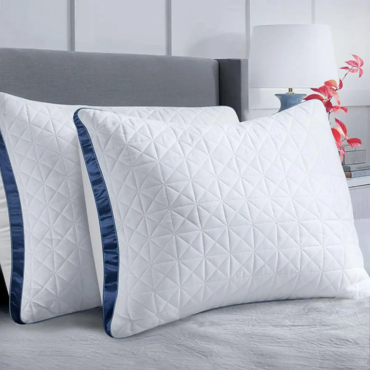 Slybear Cooling Hotel Luxury Bed Pillows Set of 2, Standard Size 48cm x 64cm (19" x 25") | Oeko-Tex Certified - main product image