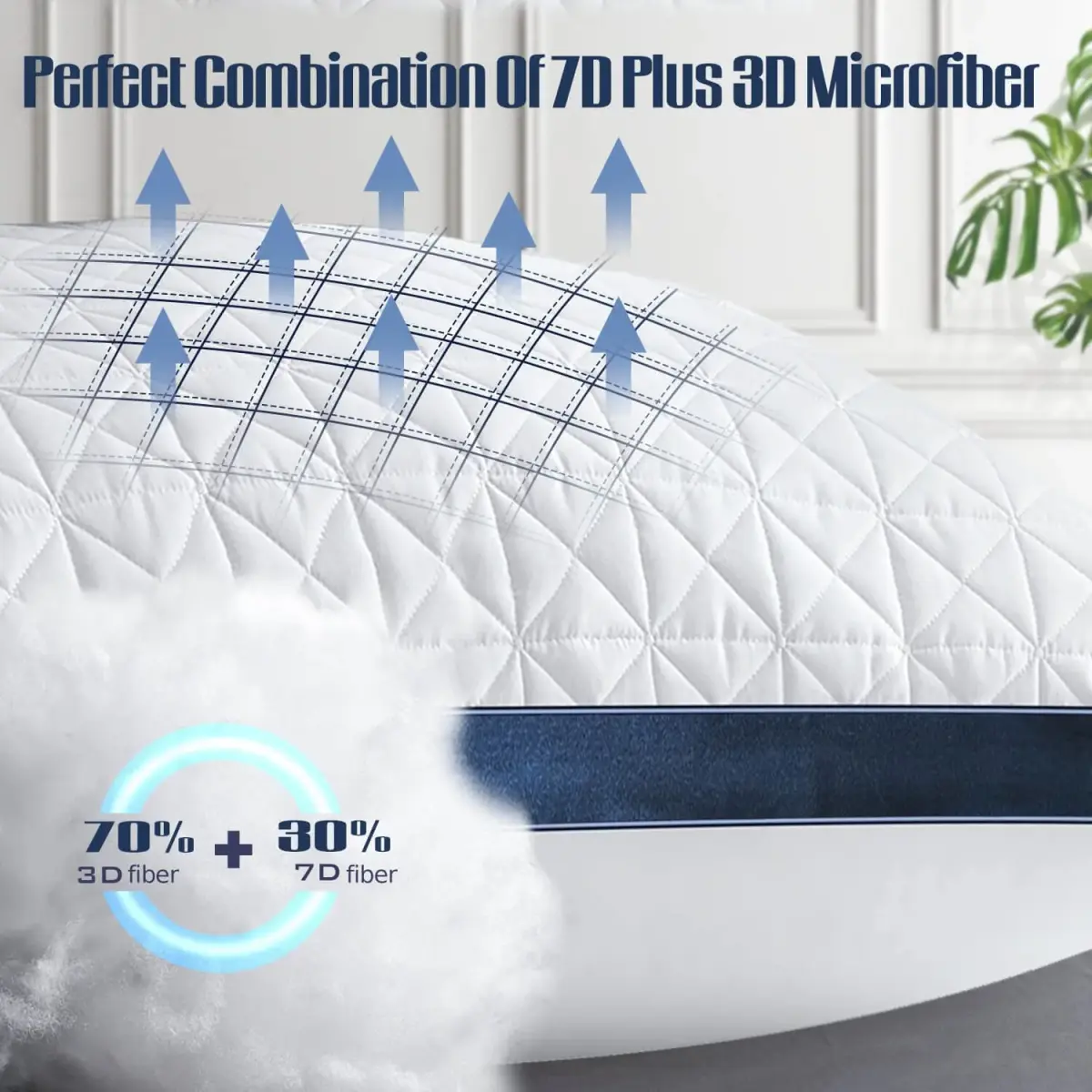 Slybear Cooling Hotel Luxury Bed Pillows Set of 2, Standard Size 48cm x 64cm (19" x 25") | Oeko-Tex Certified - view 2
