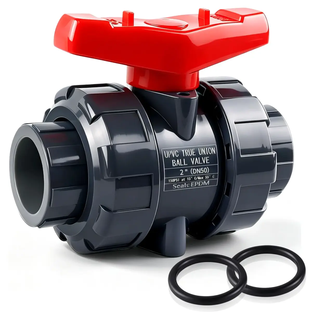 Boltigen 2 Inch PVC True Union Ball Valve | Full Port 150 PSI Water System Valve - main product image