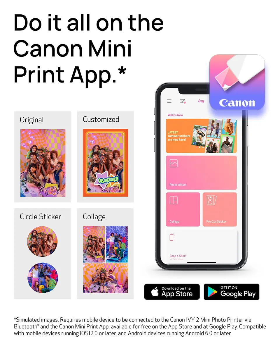 Canon Ivy 2 Mini Photo Printer, Blush Pink | Portable ZINK Printer with Sticky-Back Prints & Bluetooth 5.0 - view 5