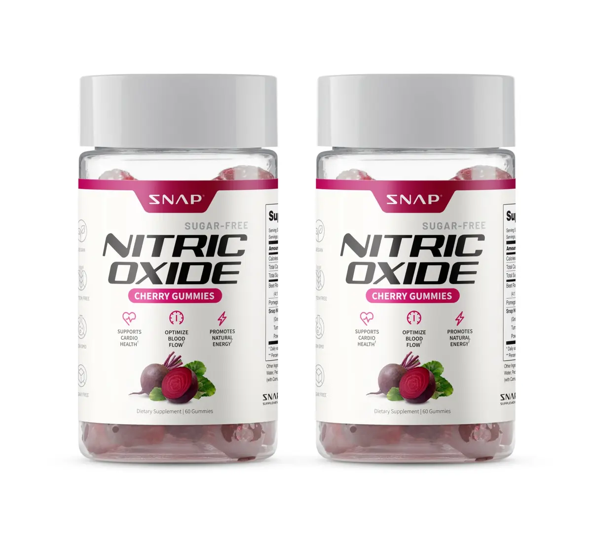 Snap Supplements Nitric Oxide Beet Root Gummies Cherry 120 Gummies | Support Circulation & Energy - main product image