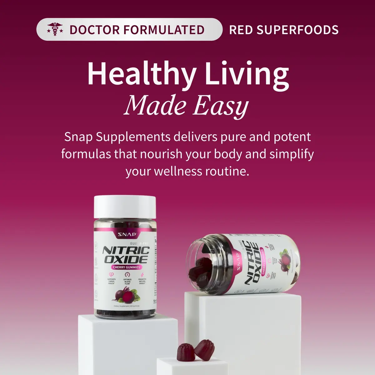 Snap Supplements Nitric Oxide Beet Root Gummies Cherry 120 Gummies | Support Circulation & Energy - view 5
