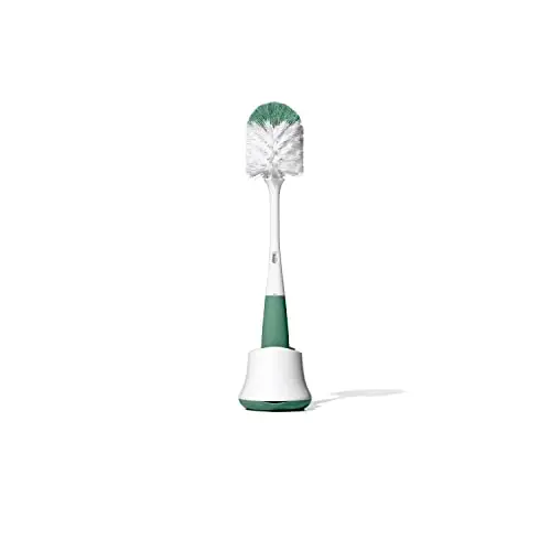 OXO Tot Bottle Brush with Nipple Cleaner and Stand, Sage | BPA-Free, Top-Rack Dishwasher Safe - main product image