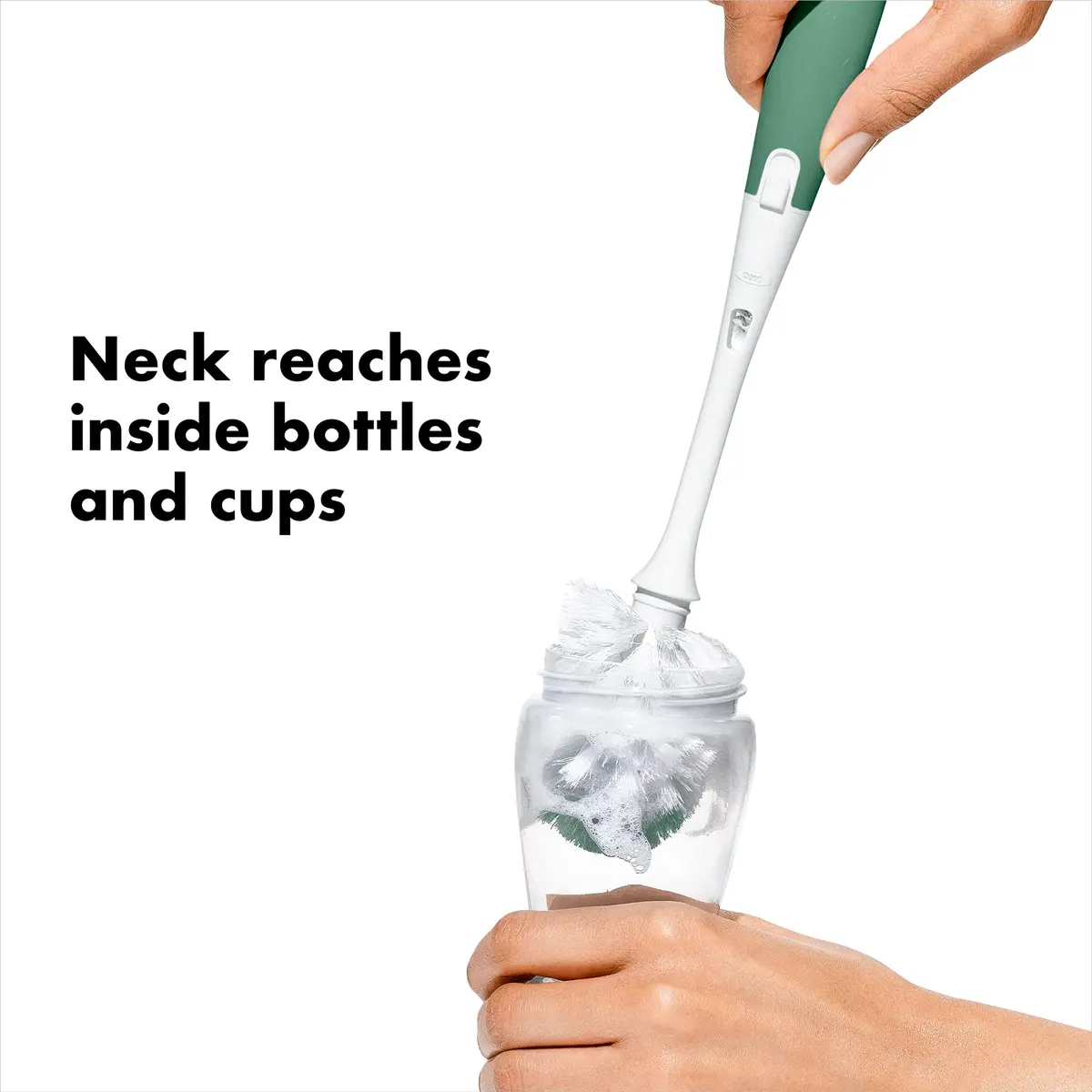 OXO Tot Bottle Brush with Nipple Cleaner and Stand, Sage | BPA-Free, Top-Rack Dishwasher Safe - view 4