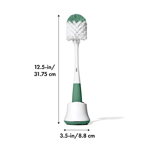 OXO Tot Bottle Brush with Nipple Cleaner and Stand, Sage | BPA-Free, Top-Rack Dishwasher Safe - view 2