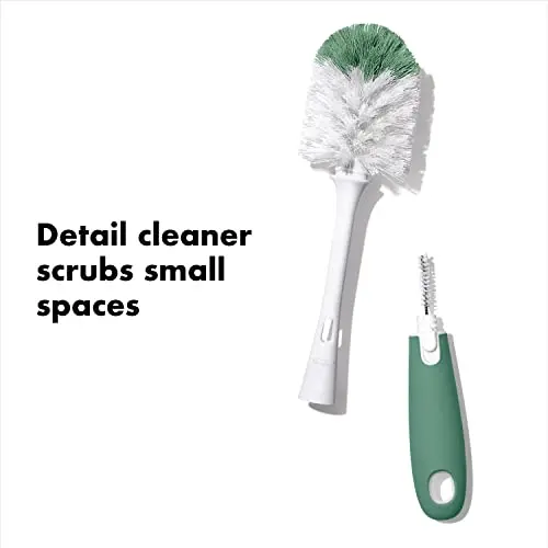 OXO Tot Bottle Brush with Nipple Cleaner and Stand, Sage | BPA-Free, Top-Rack Dishwasher Safe - view 3