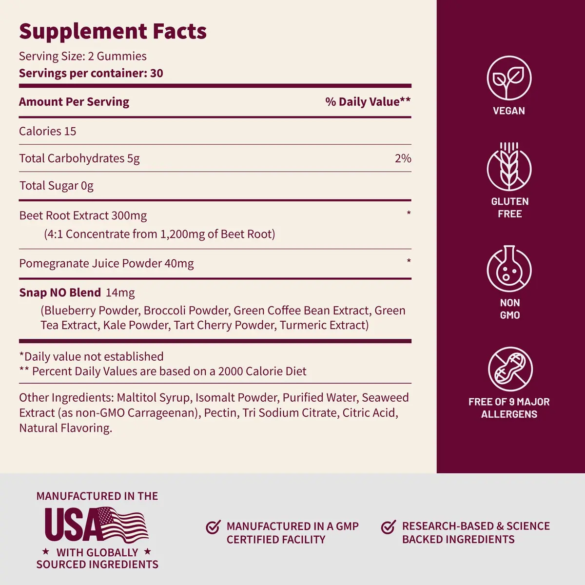 Snap Supplements Nitric Oxide Beet Root Gummies Cherry 60 Count | Support Circulation & Energy - view 6