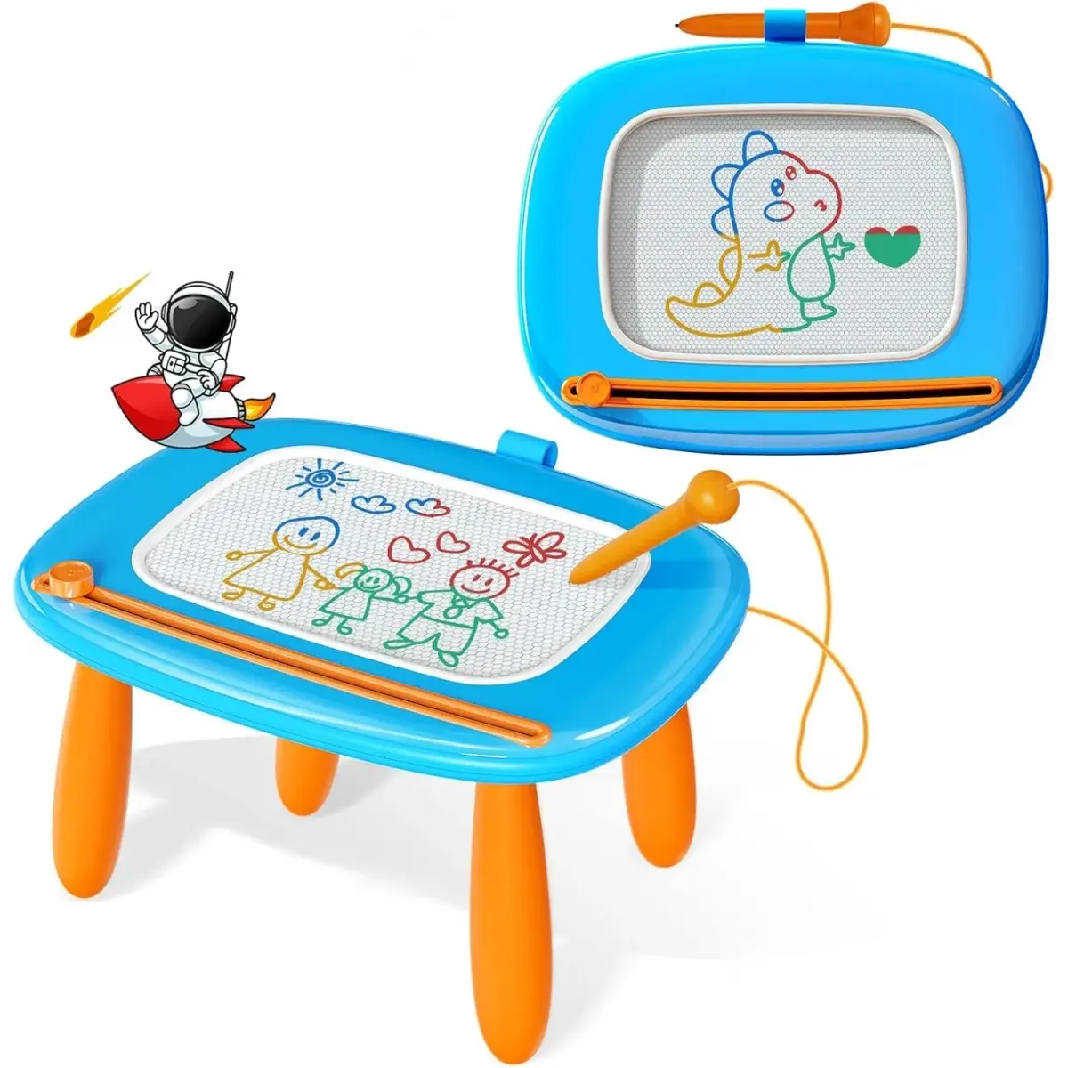 Kikidex Magnetic Drawing Board, Toddler Toys for 1-3 Year Olds, Light Blue | Mess-Free Doodle Pad with Legs - main product image