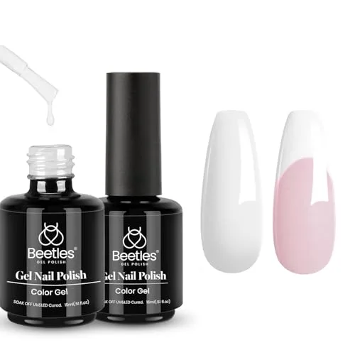 Beetles White Gel Nail Polish Set - 2Pcs 15ml | Long-Lasting French Manicure Gel - main product image