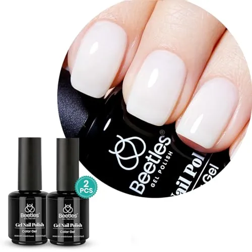 Beetles Milky White Jelly Gel Nail Polish Set, 2x15ml | Sheer Translucent Nail Concealer - main product image