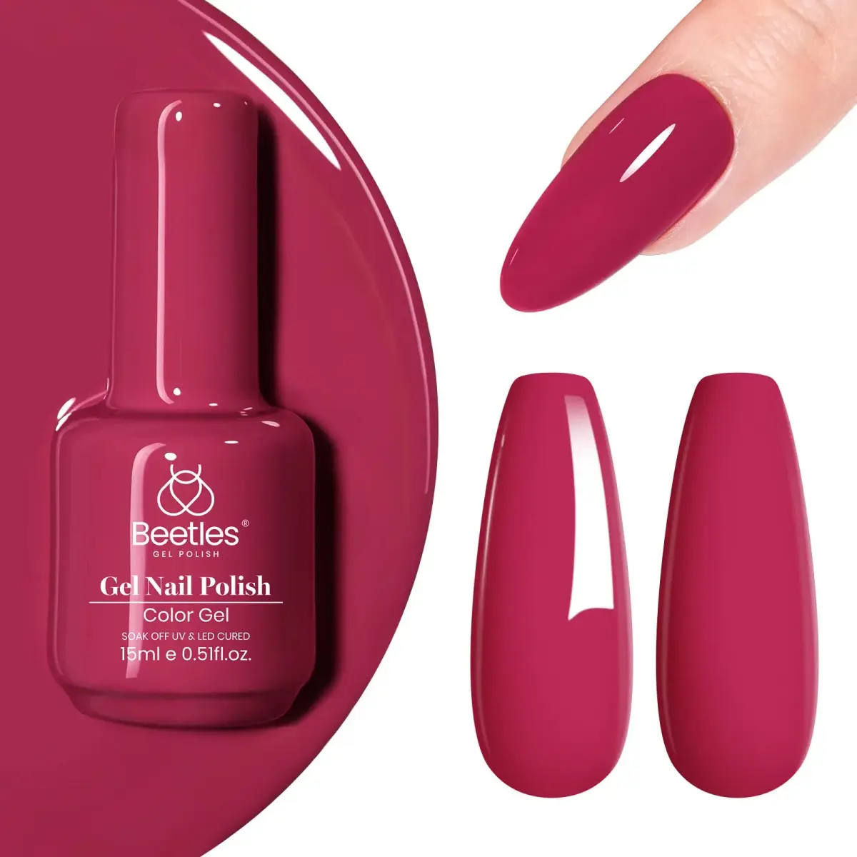 Beetles Gel Nail Polish, Cherry Mocha, 15ml (0.5 Fl Oz) | 9-Free Formula for Long-Lasting Manicures - main product image
