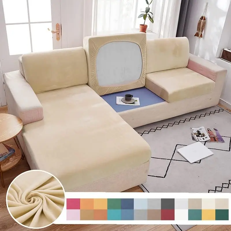 Jonuiony Grey Stretch Velvet Single Seat Sofa Cover | Protects Furniture from Daily Wear - view 5