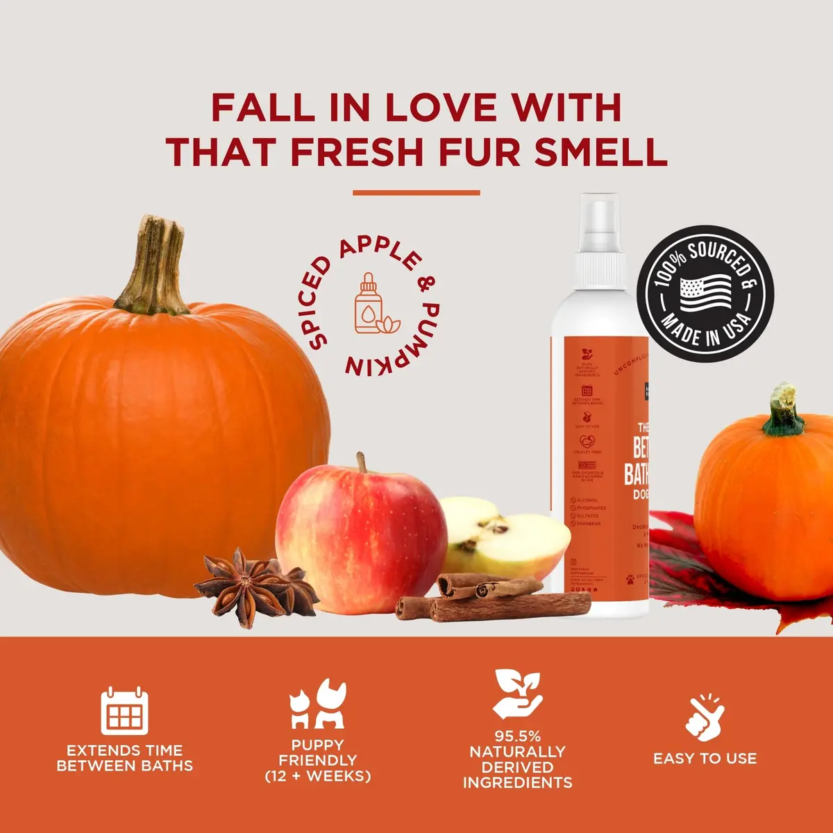Natural Rapport Dog Cologne, Spiced Apple & Pumpkin Spray, 8 oz | Deodorizing & Odor Neutralizer for Dogs - view 4