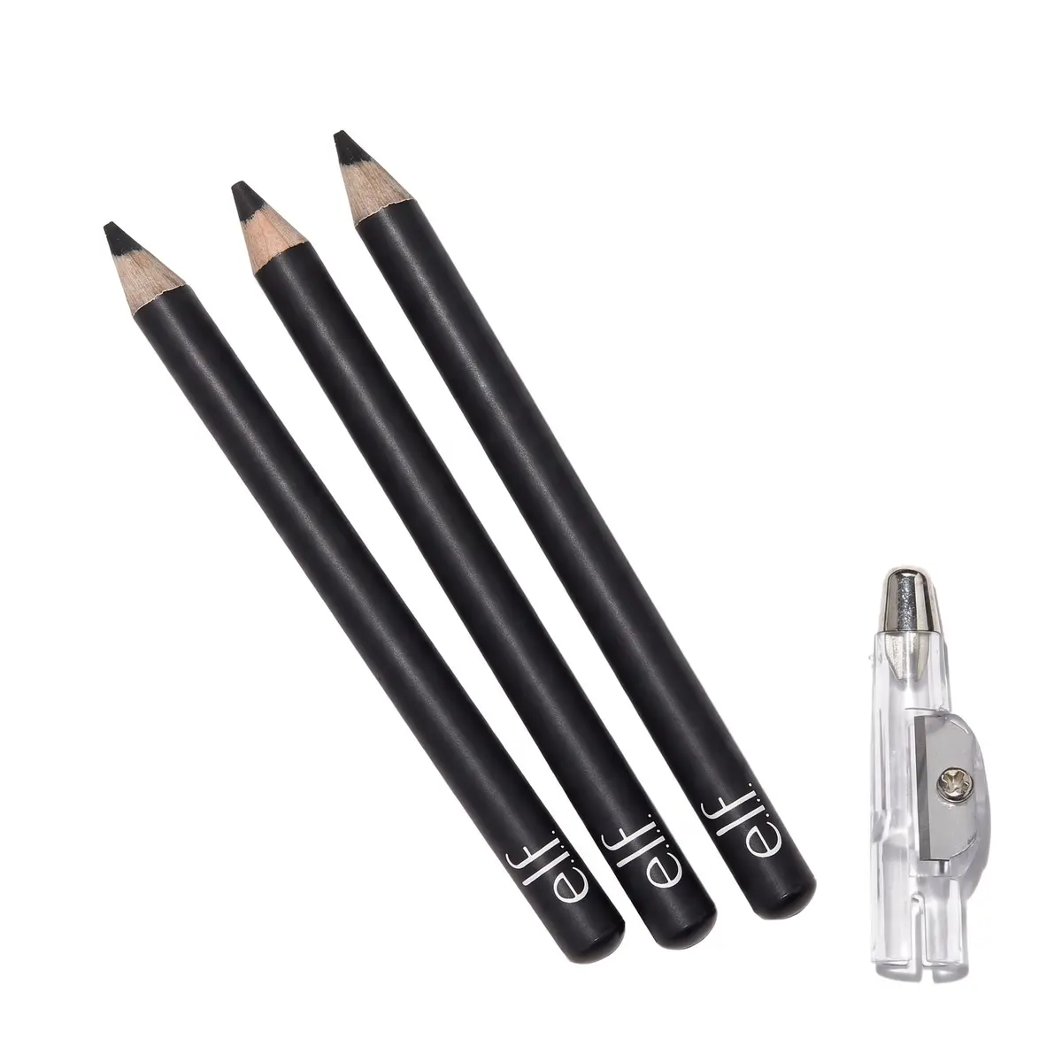 e.l.f. Satin Eyeliner Pencil with BuiltIn Sharpener, Black, 0.03 Oz (Pack of 3) | Precise, Smooth, Vegan - main product image