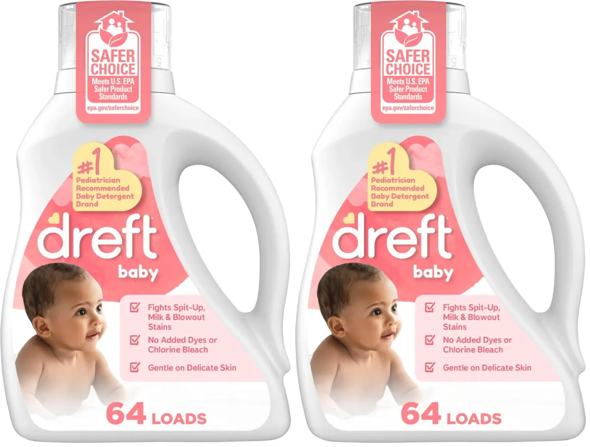 Dreft Liquid Laundry Detergent for Babies, Stage 1: Newborn, 168 fl oz (2x84 fl oz) | Pediatrician Recommended Gentle Clean - main product image