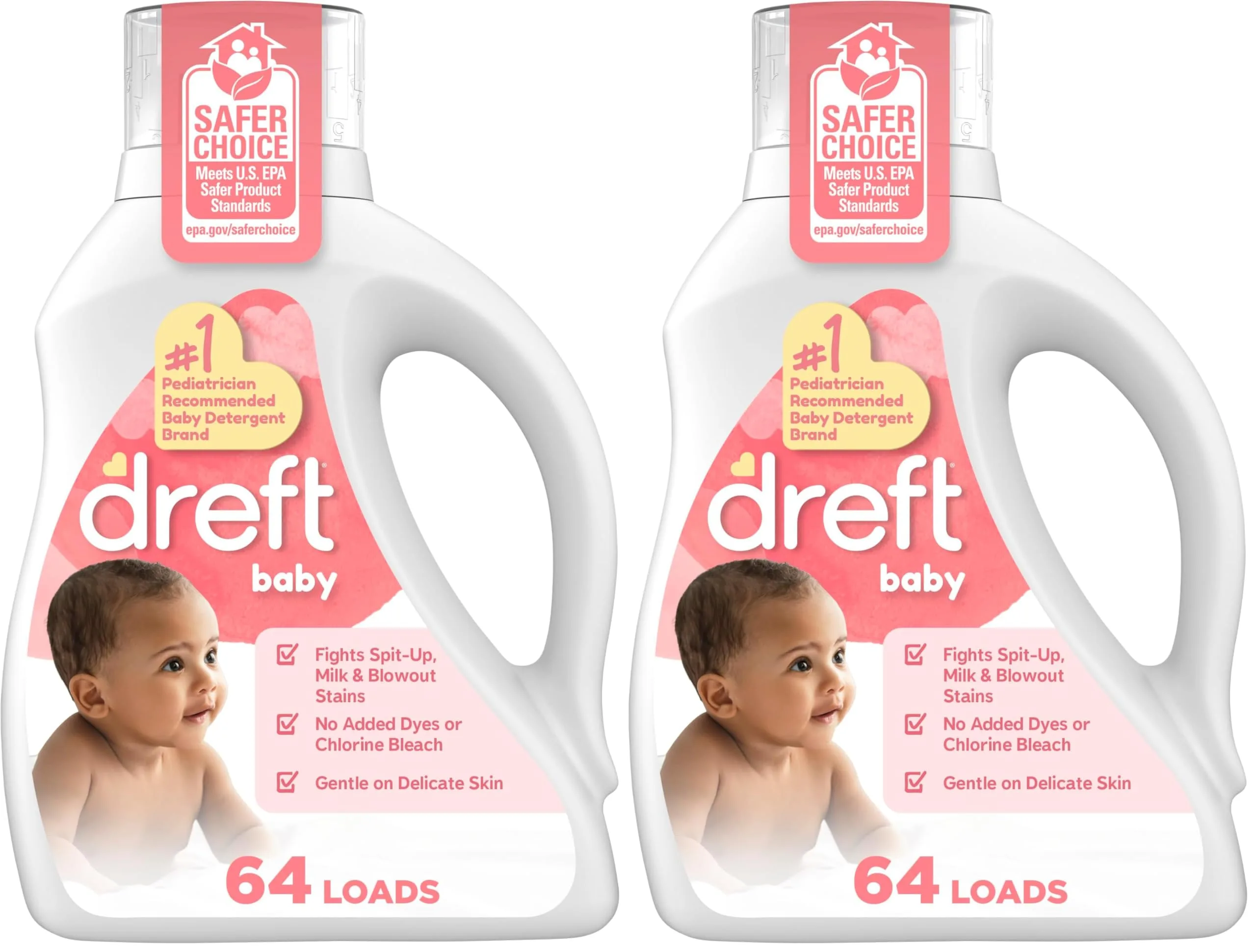 Dreft Liquid Laundry Detergent for Babies, Stage 1: Newborn, 168 fl oz (2x84 fl oz) | Pediatrician Recommended Gentle Clean - main product image