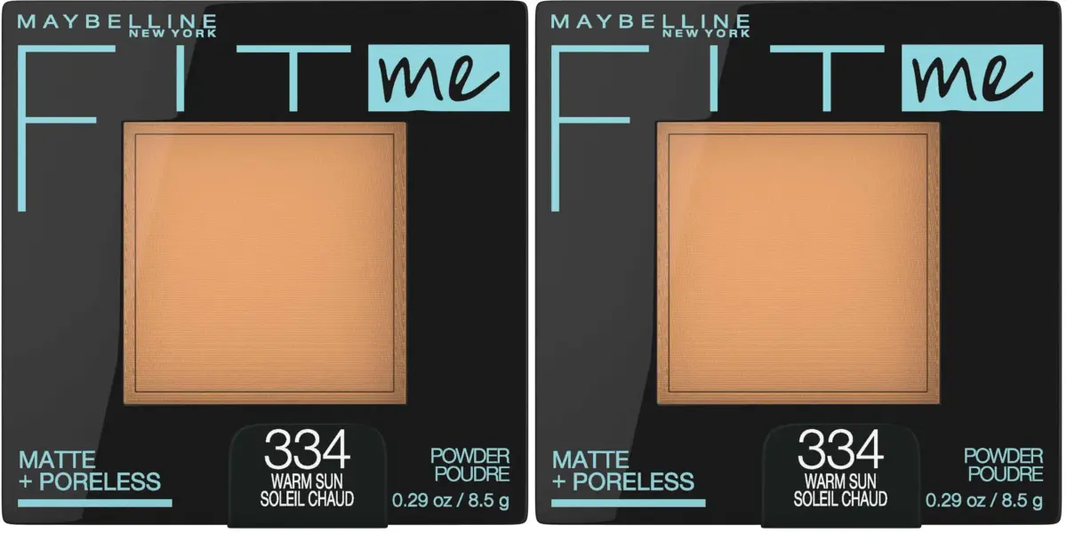 Maybelline Fit Me Matte + Poreless Powder, Warm Sun, 0.56 oz (16 g) (Pack of 2) | Shine Control & Poreless Finish - main product image