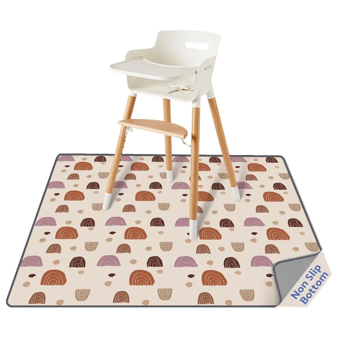 Blissful Diary Baby Splat Mat 128cm x 128cm (50.4 x 50.4 Inch) | Boho Rainbow Waterproof Floor Protector - main product image