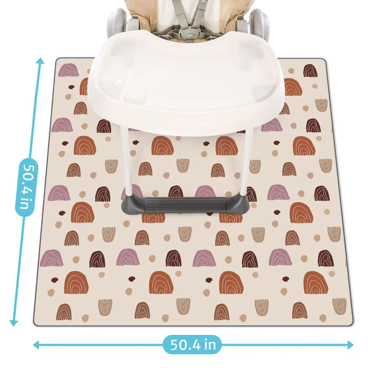 Blissful Diary Baby Splat Mat 128cm x 128cm (50.4 x 50.4 Inch) | Boho Rainbow Waterproof Floor Protector - view 3