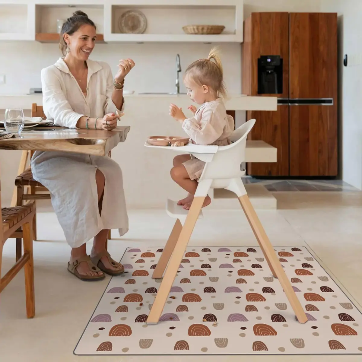 Blissful Diary Baby Splat Mat 128cm x 128cm (50.4 x 50.4 Inch) | Boho Rainbow Waterproof Floor Protector - view 4