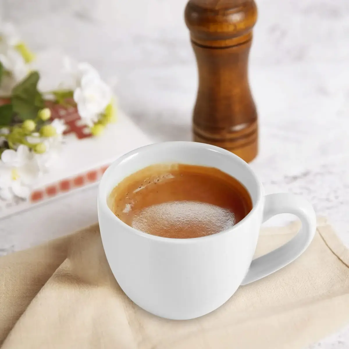homEdge White Porcelain Espresso Cups, 90ml (3 oz) Demitasse Mugs, Set of 6 | Modern Matte Finish - view 2