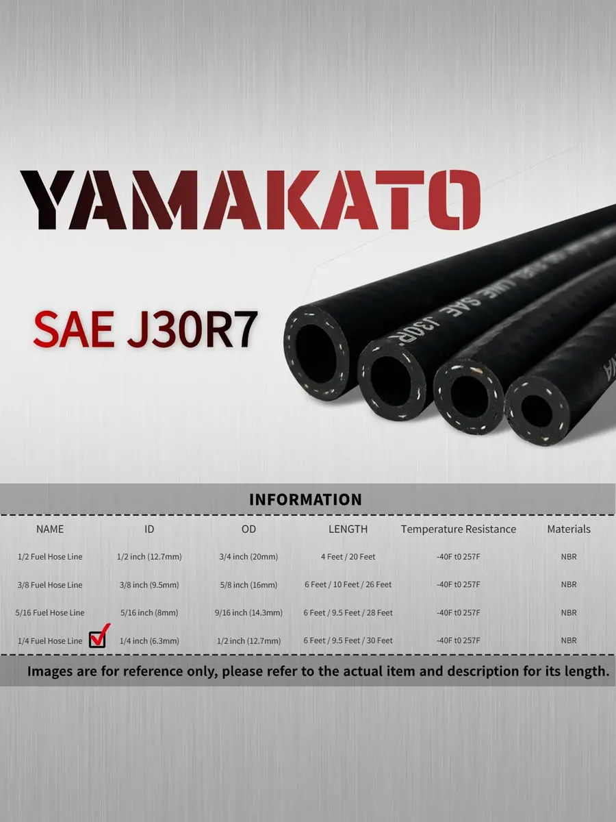YAMAKATO 1/4 Inch ID 6FT NBR Fuel Line Hose SAE 30R7 with 10 Clamps | Reinforced Braided Hose for Small Engines - view 5