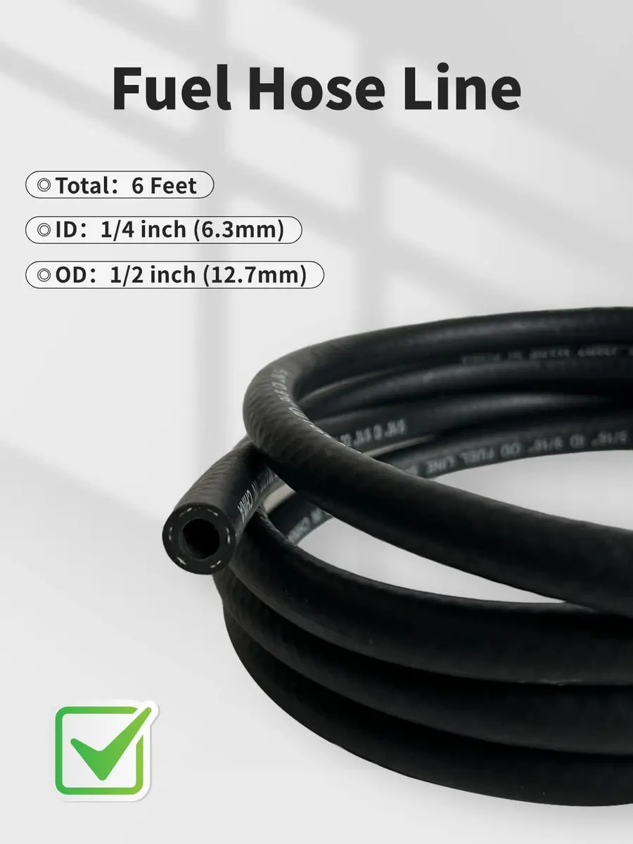 YAMAKATO 1/4 Inch ID 6FT NBR Fuel Line Hose SAE 30R7 with 10 Clamps | Reinforced Braided Hose for Small Engines - view 4