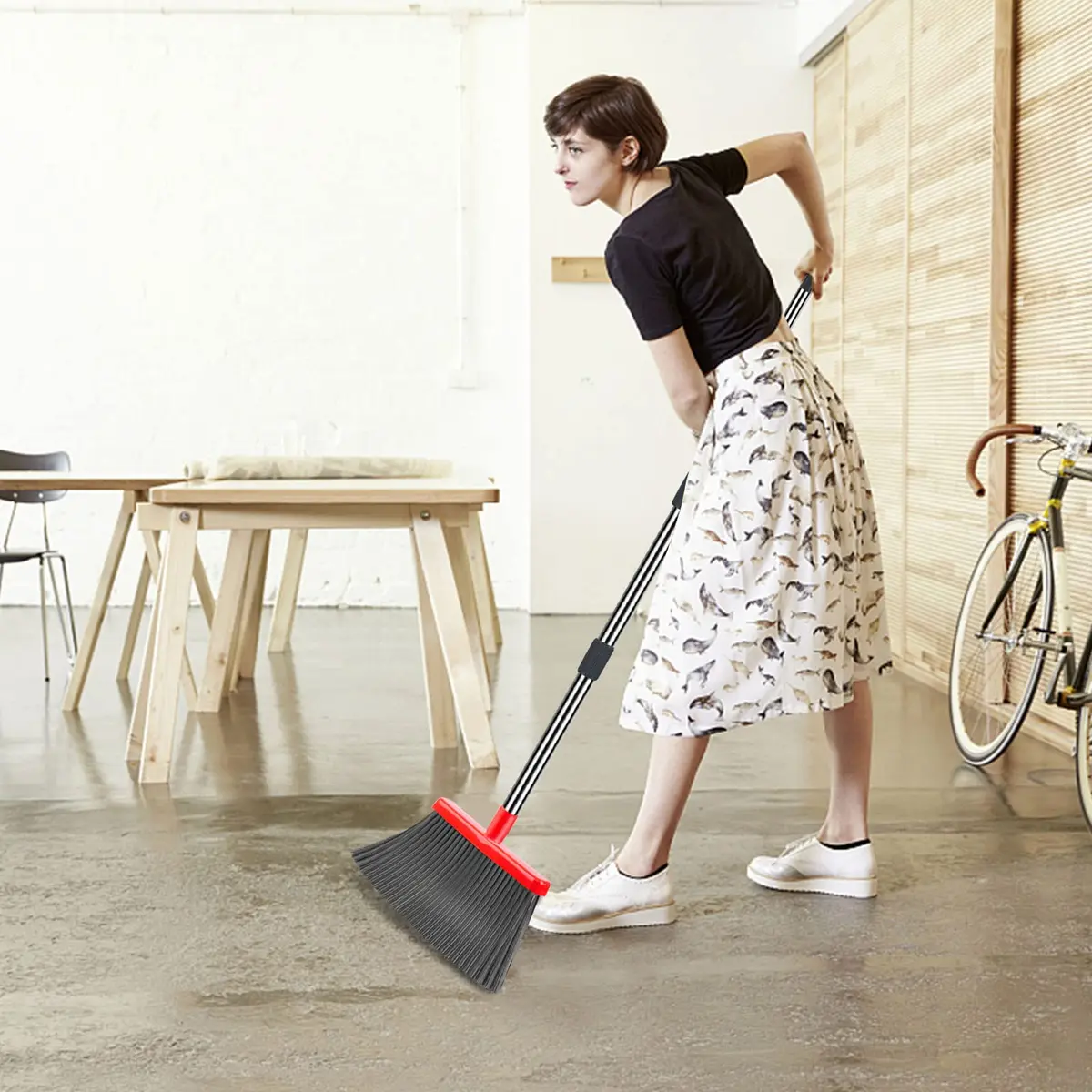 kelamayi Upgrade Broom and Dustpan Set with Long Handle, 128 cm (50.39 inches) | Upright Stand-up Storage for Home & Office - view 5