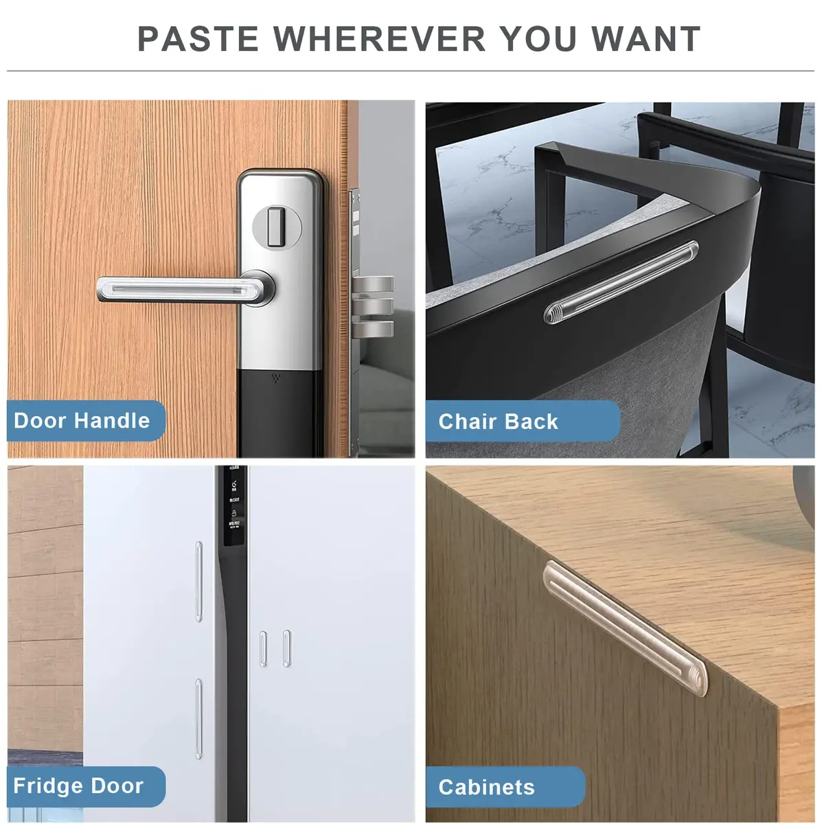Uniticber Clear Furniture Bumpers, Adhesive Wall Pads, 4 Long | Impact-Absorbing PVC Strips for Walls & Furniture - view 5
