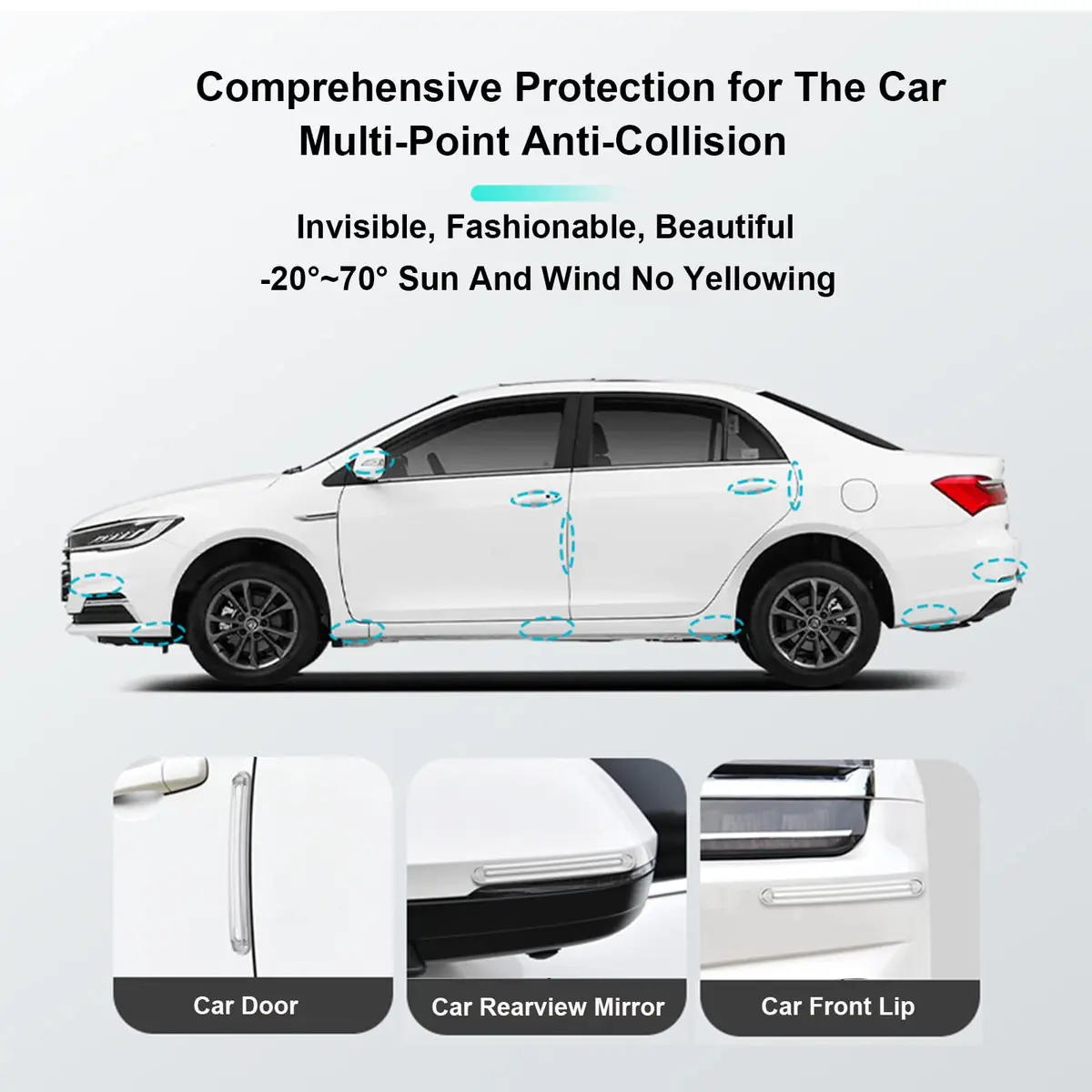 Uniticber Clear Furniture Bumpers, Adhesive Wall Pads, 4 Long | Impact-Absorbing PVC Strips for Walls & Furniture - view 7