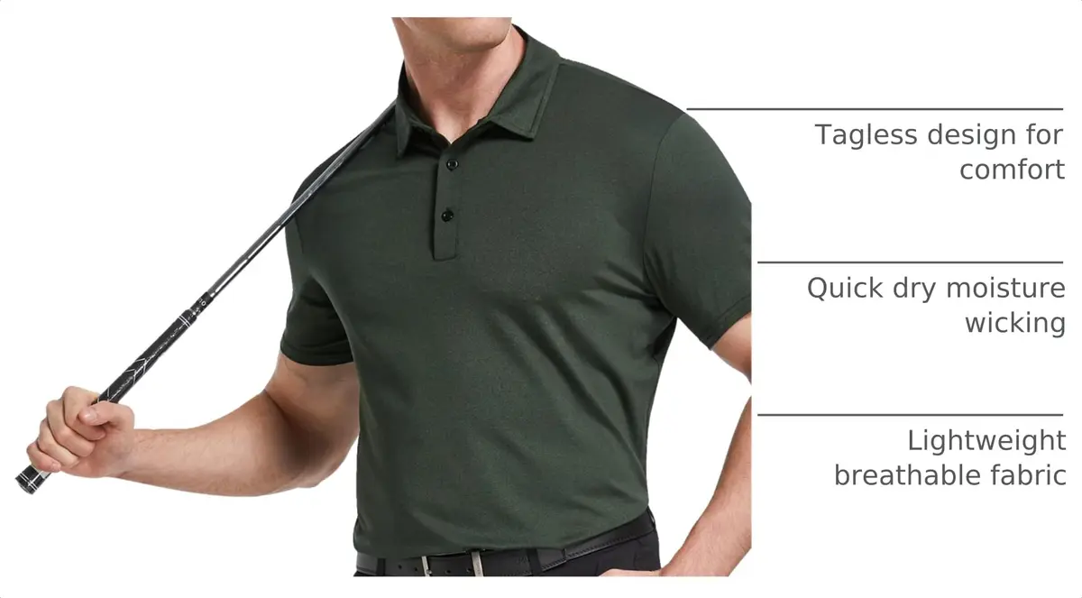 TELALEO Men's Polo Shirts Short Sleeve Golf T Shirt Performance Casual XL | Sun Protection & Quick Dry - view 4