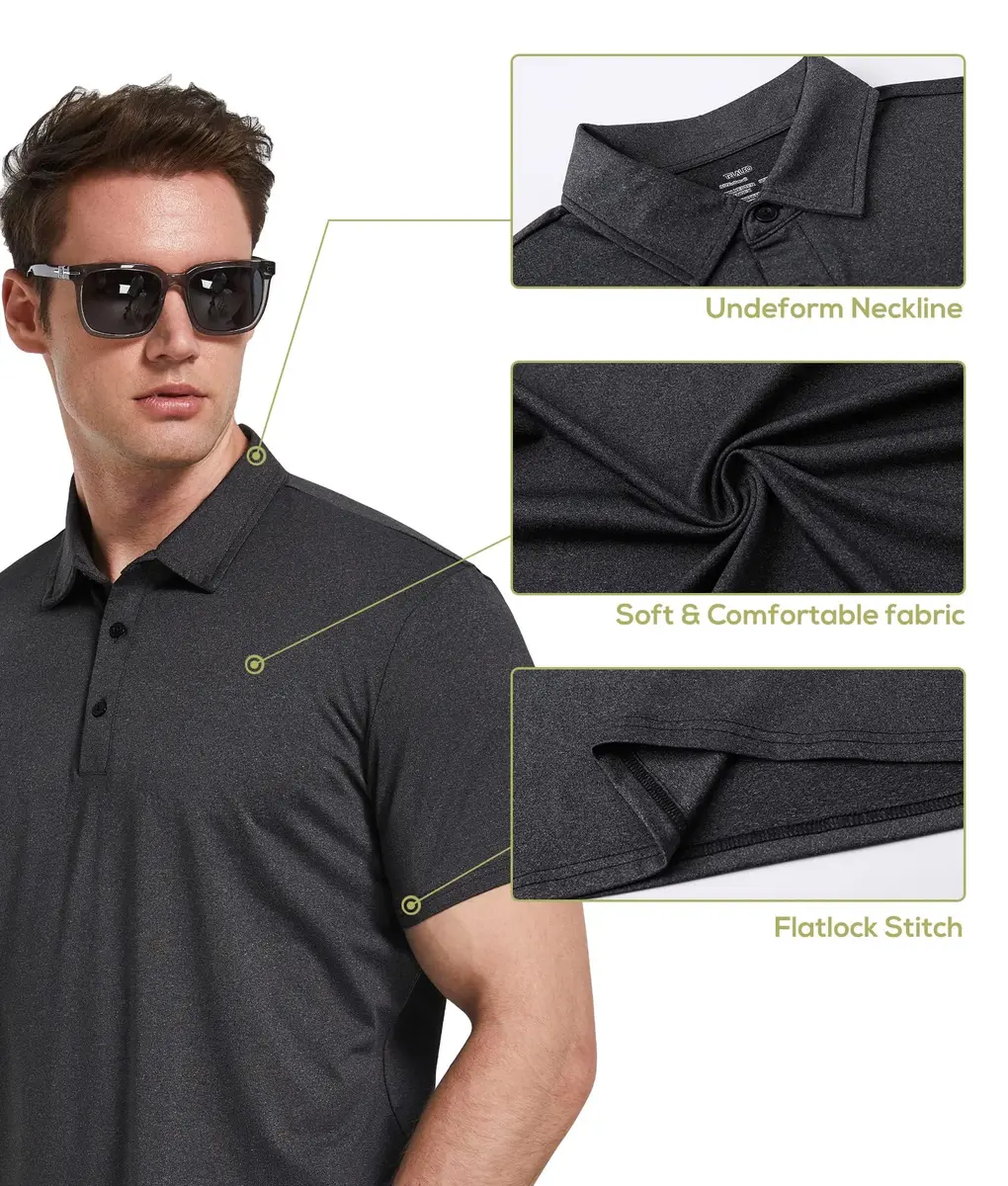 TELALEO Men's Polo Shirts Short Sleeve Golf T Shirt Performance Casual XL | Sun Protection & Quick Dry - view 5
