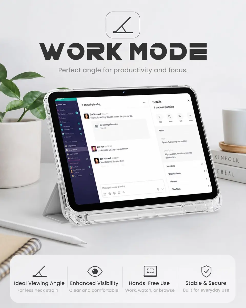 INFILAND Clear Case for iPad 10th Generation 10.9 Inch (2022) & iPad 11th Generation 11 Inch (2025) | Lightweight Shockproof TPU with Pencil Holder & Auto Sleep/Wake - view 6