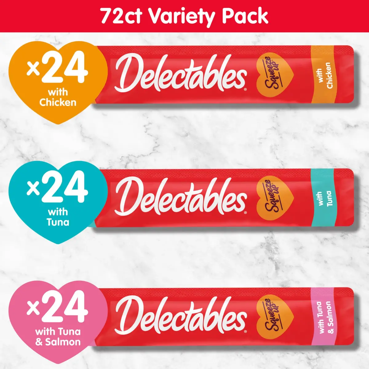 Delectables Squeeze Up Variety Pack Cat Treats 36 oz (72 Tubes) | Interactive Lickable Puree for Cats - view 6