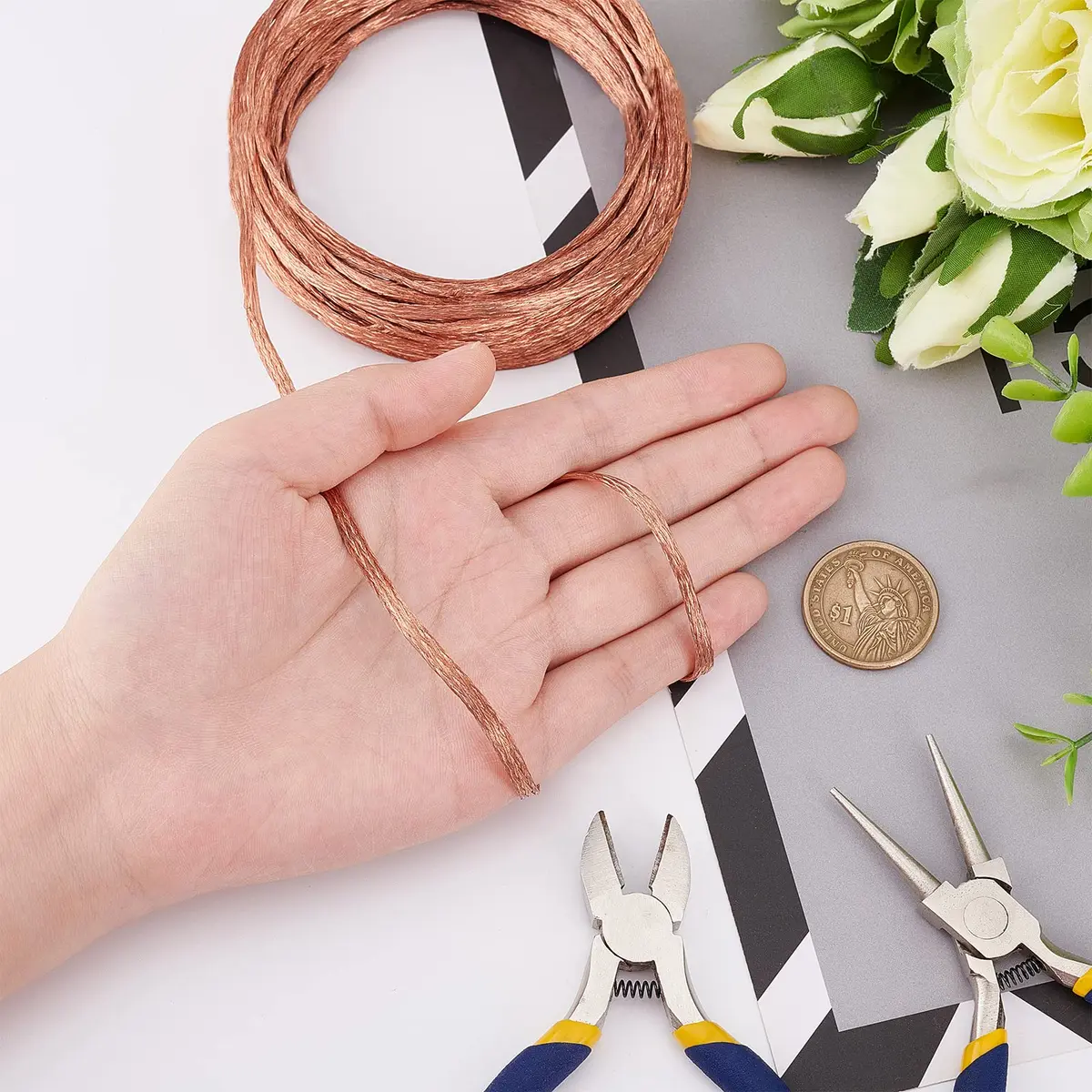 BENECREAT 3mm Flat Copper Braided Ground Strap 8m (26ft) | 1.5mm² Conductor for Noise Reduction - view 3