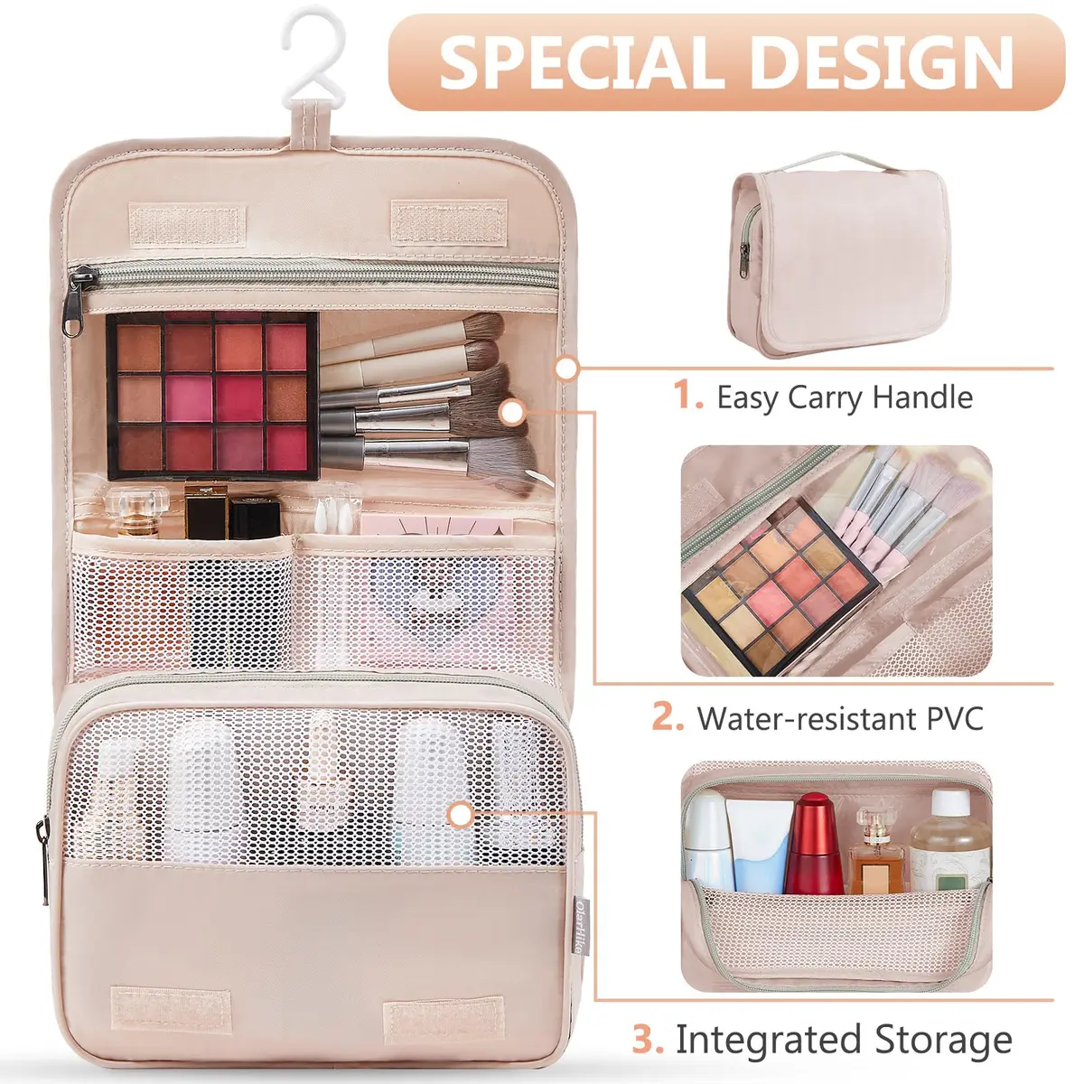 OlarHike 8 Set Packing Cubes for Travel | Durable Suitcase Organizer with Shoe & Toiletry Bag (8 Pack, Cream) - view 3