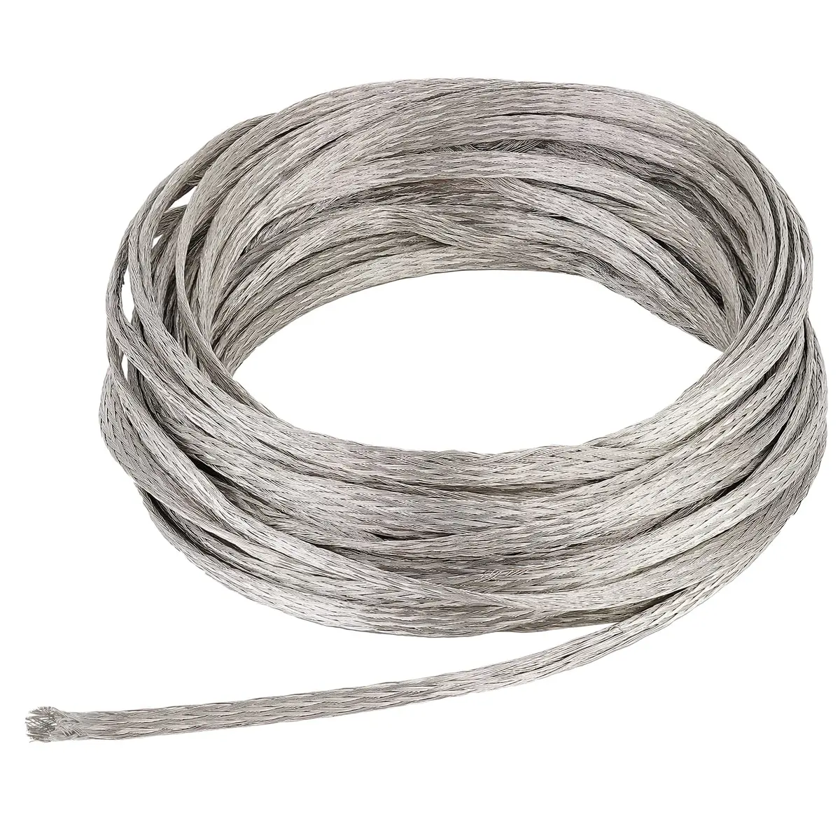 BENECREAT Braided Tinned Copper Wire 3mm Wide, 0.8mm Thick, 26Ft (8m) | Flat Flexible Grounding Lead Wire for Noise Reduction - main product image