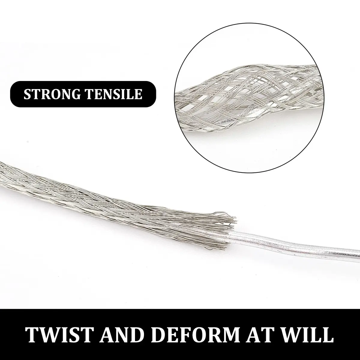 BENECREAT Braided Tinned Copper Wire 3mm Wide, 0.8mm Thick, 26Ft (8m) | Flat Flexible Grounding Lead Wire for Noise Reduction - view 5